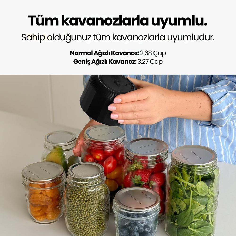 Noce Jar ile cam kavanoz vakumlama - gıda saklama