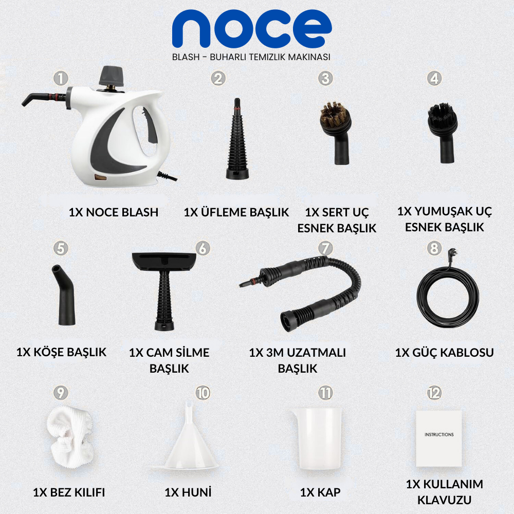 Noce Blash aksesuar başlıkları - jet ve fırça
