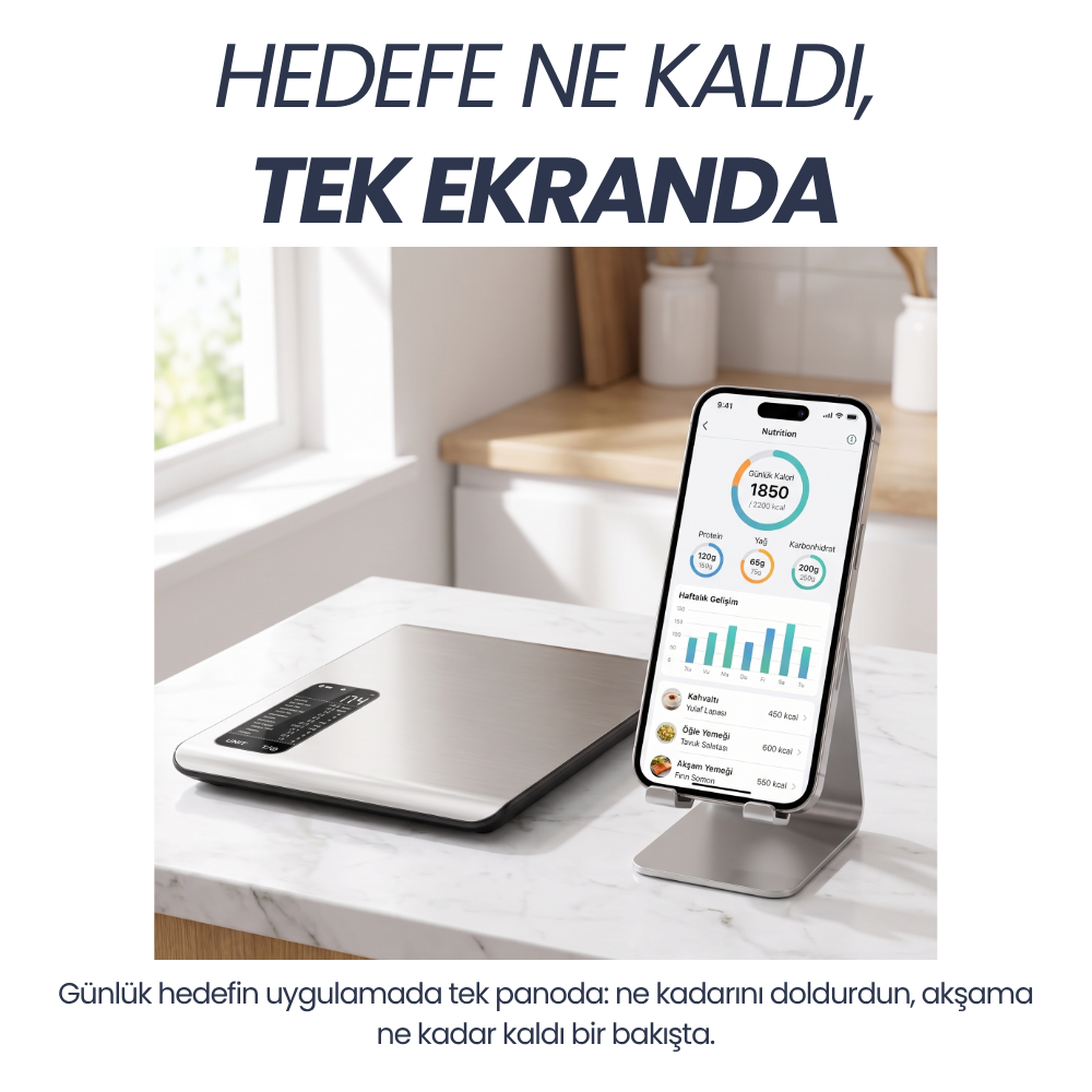 Hedefe ne kaldi tek ekranda - gunluk kalori ve makro panosu