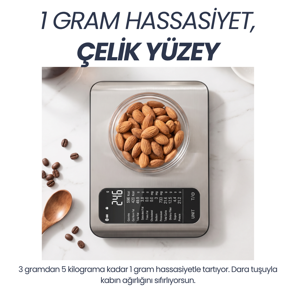 1 gram hassasiyet, 304 paslanmaz celik yuzey